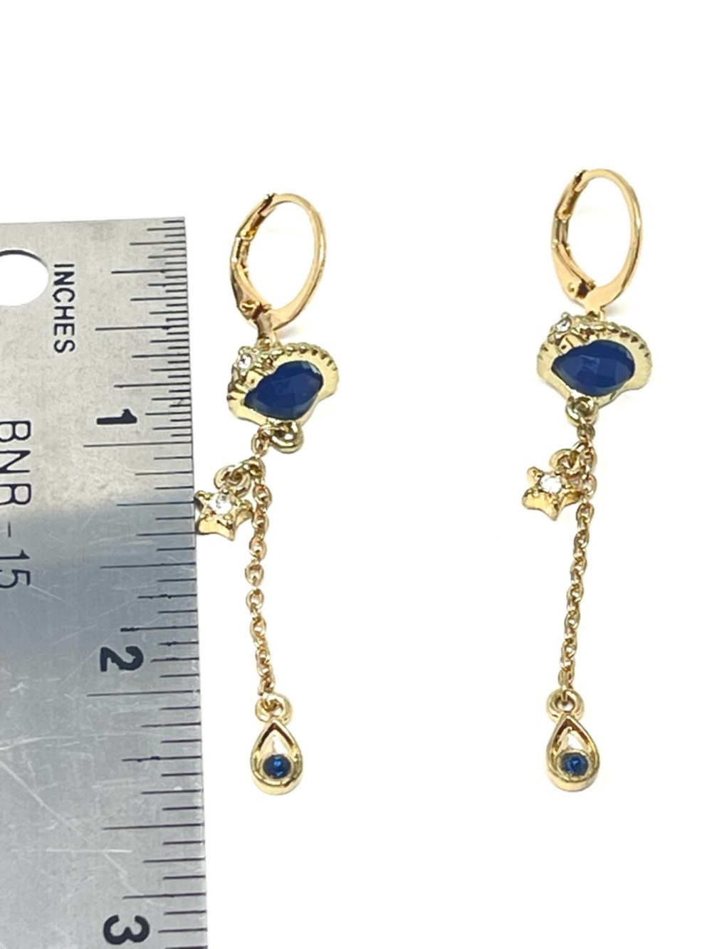 New Free People Lapis Dangle Gold Earrings - Picture 4 of 5